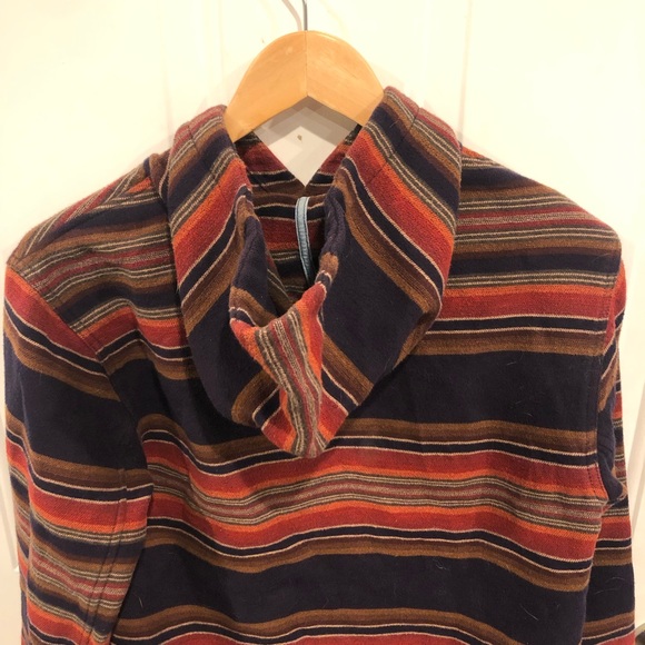 Faherty Brand Pacific Poncho Striped Hoodie Sweatshirt Woven Jacquard - Picture 3 of 7